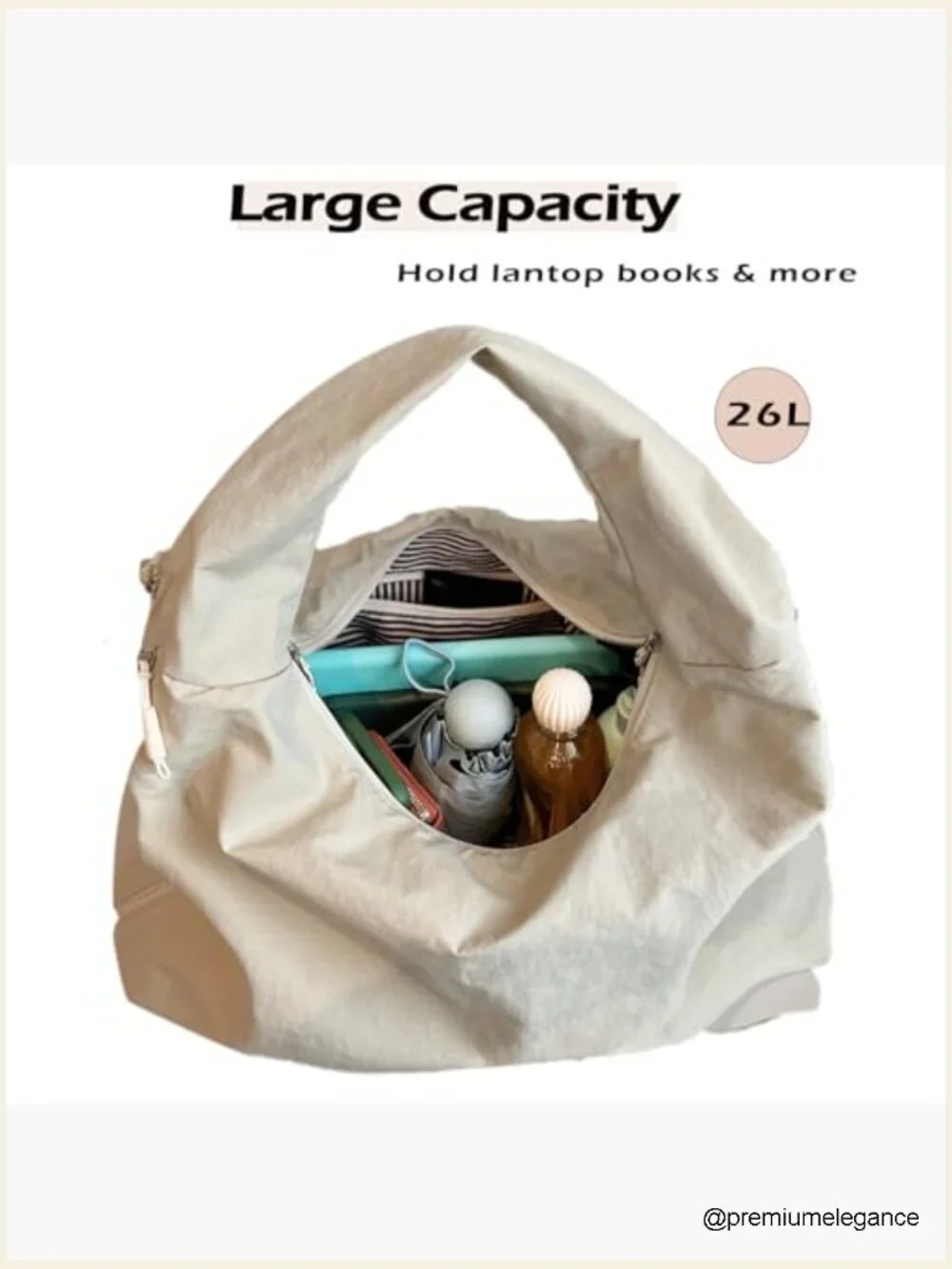 Nylon Slouchy Tote Bag Hobo Shoulder Bag Casual Shopper Handbag Large Capacity